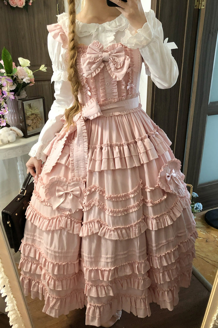 Pink Heart In Love Multi-Layered Ruffled Bow Sweet Lolita Jsk Dress