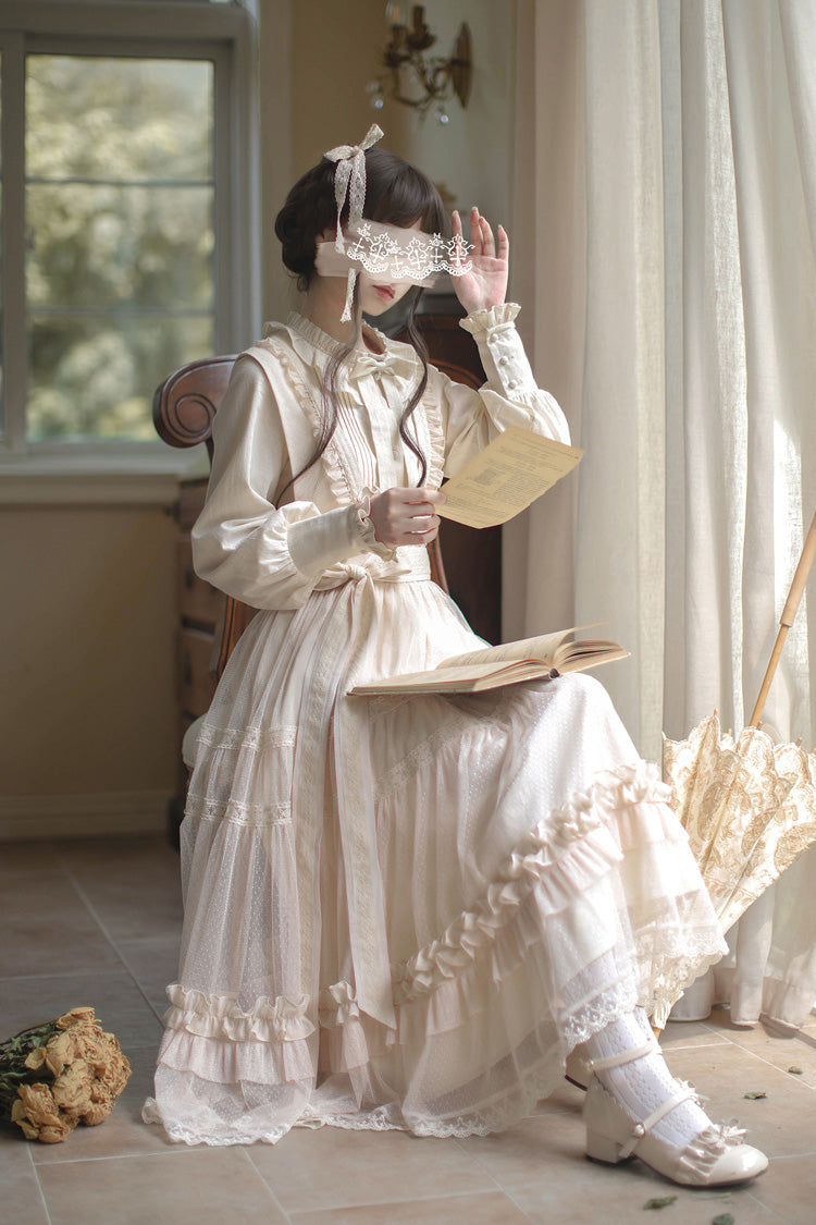 Ivory Sleeveless Ruffle Lace Sweet Japanese Elegant Lolita Jumper Dress