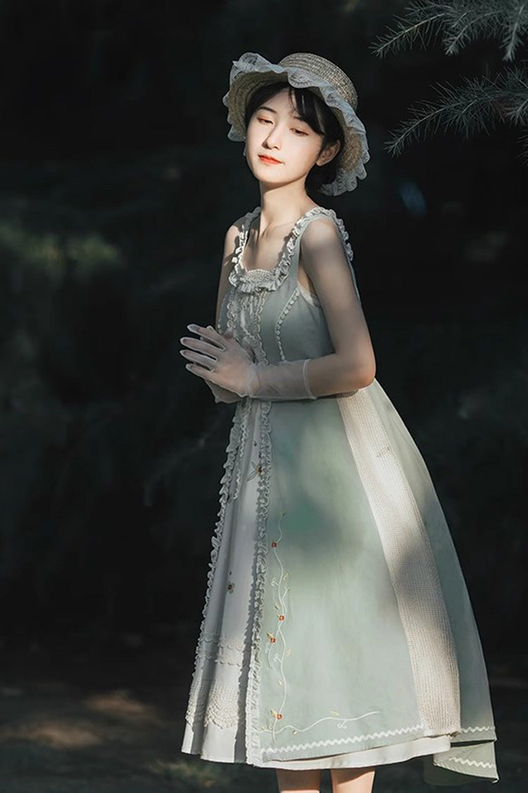 Multi-Color Vintage Pastoral Lace Floral Classic Lolita Jsk Dress