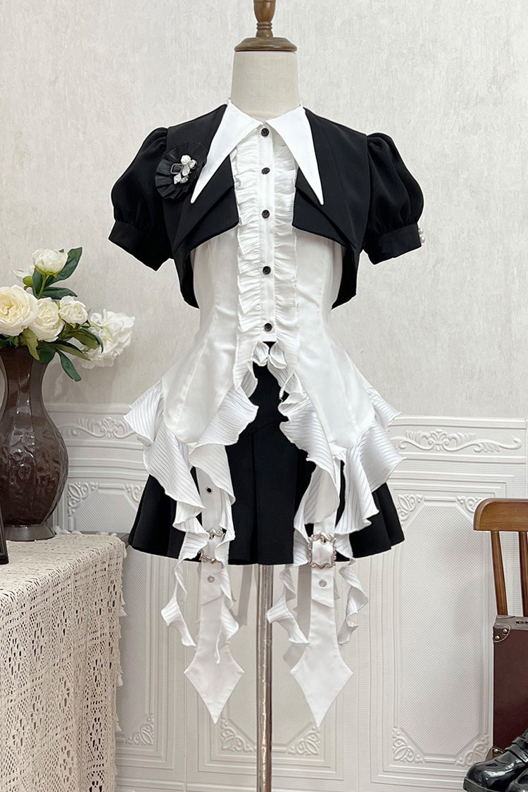 Black Broken Gemstones Ruffle Gothic Lolita Skirt