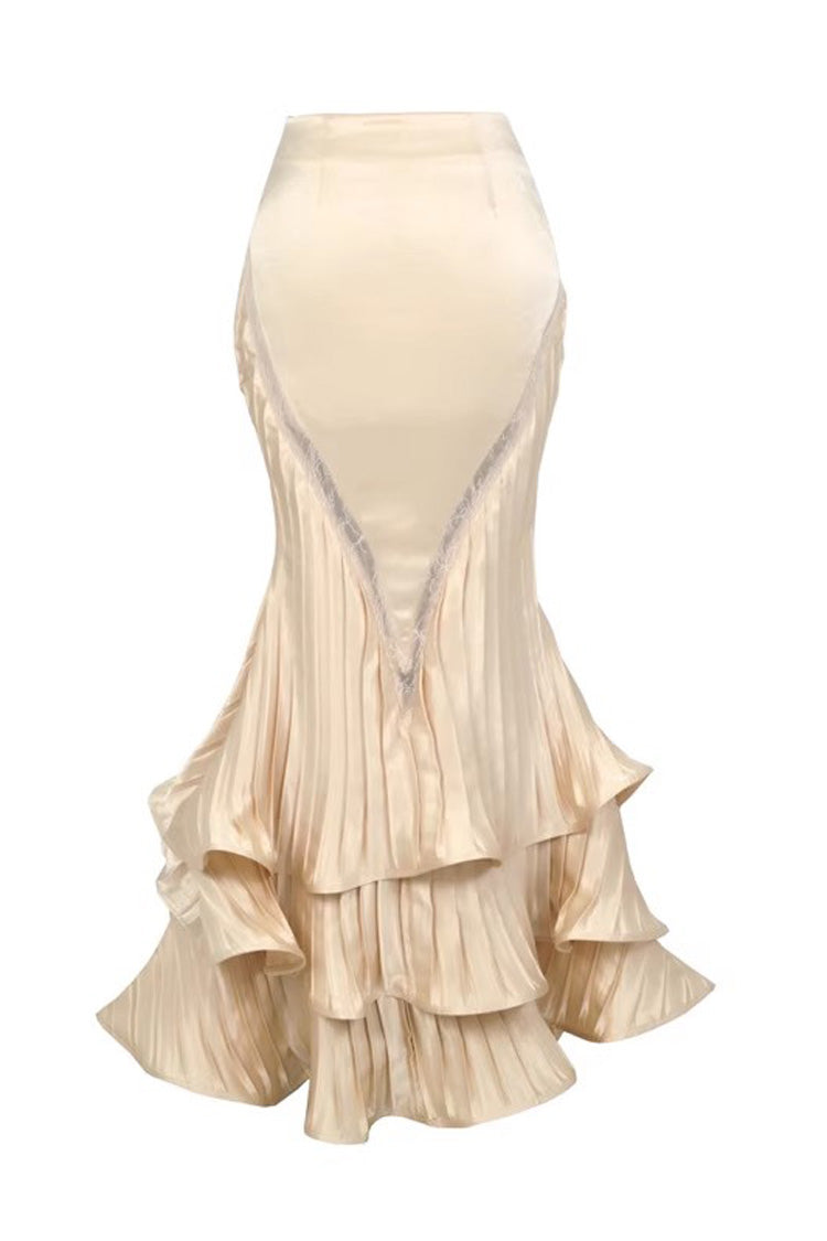 Golden Cupid's Poetry Box Halterneck Ruffled Embroidered Bow Lace Slim Fishbone Gothic Lolita Top and Skirt Dress Set