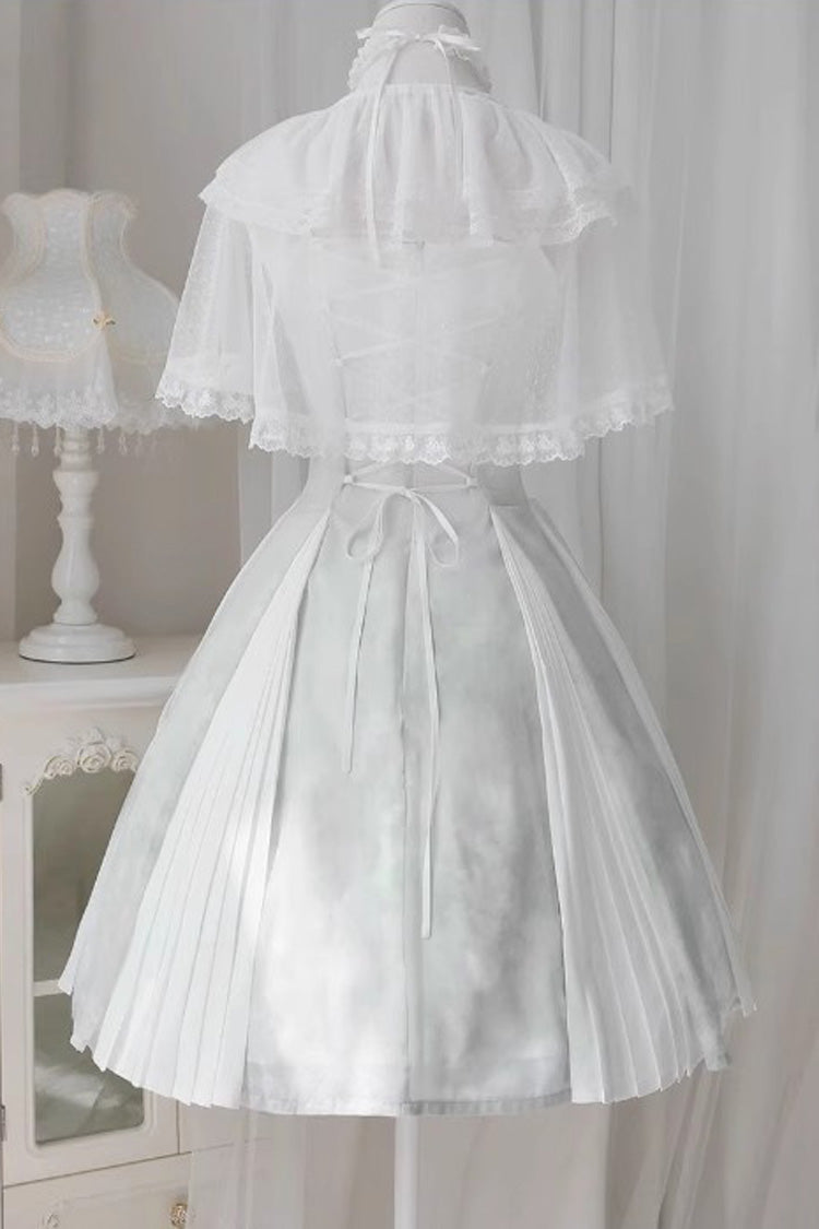 White Summer Dream Lotus Sleeveless Chinese Style Sweet Qi Lolita Jsk Dress