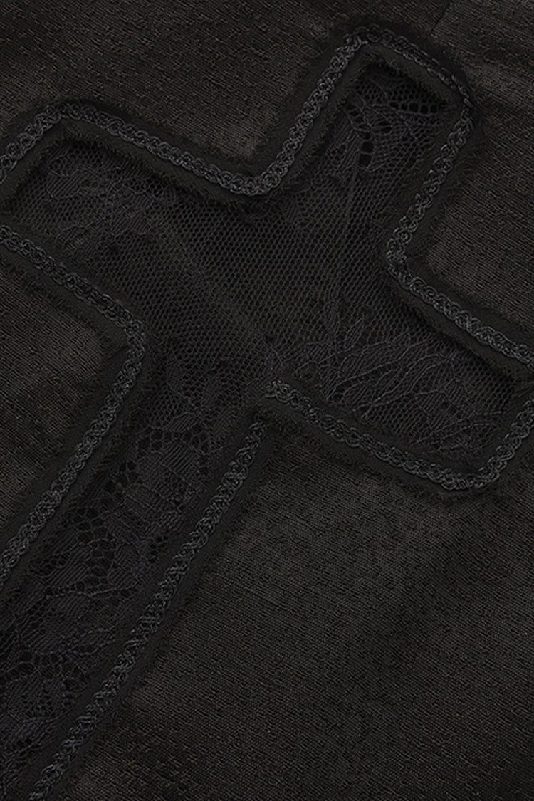 Black Eternal Gloom Portrait Back Cross Stand Collar Asymmetric Vintage Elegant Prince Gorgeous Handsome Lolita Coat