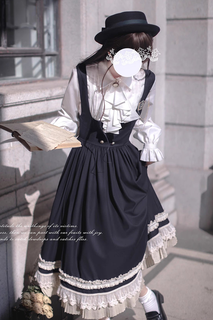 Black Ruffle Bowknot Lace Elegant Lolita Jumper Dress