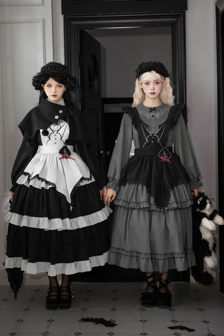Castle Night Long Sleeves Ruffle Embroidery Gothic Lolita Dress 2 Colors