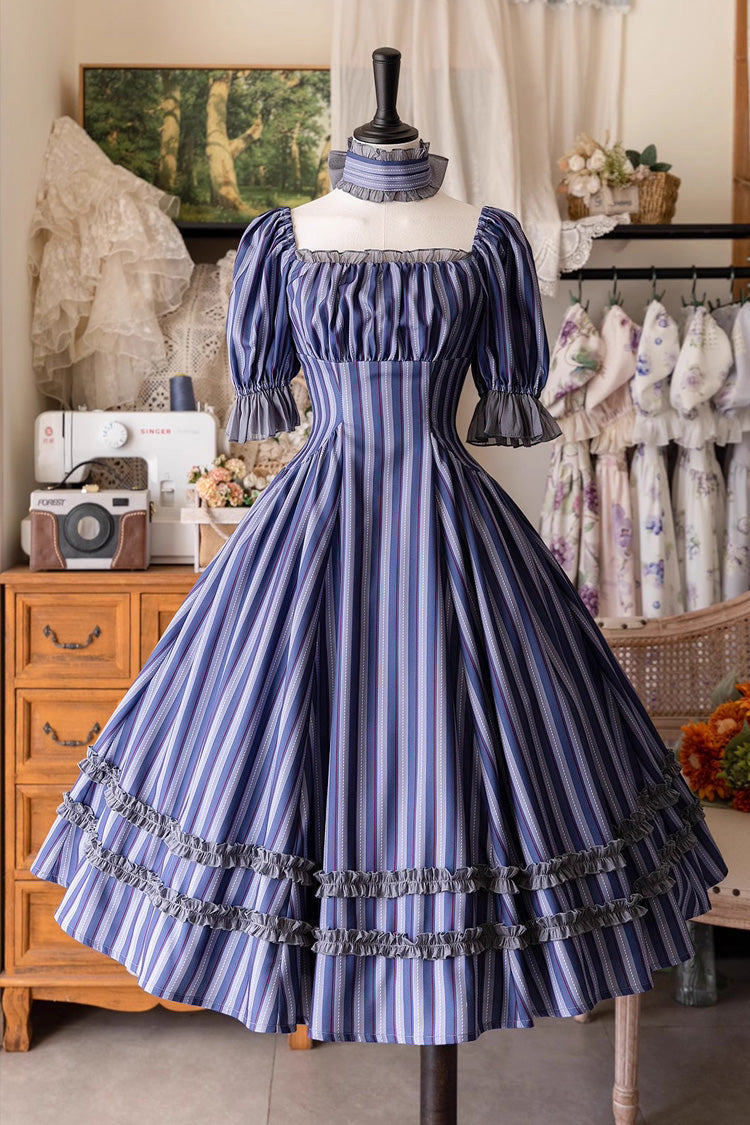 Forest Basket Print Short Sleeves Ruffle Lace Sweet Elegant Lolita Dress 6 Colors