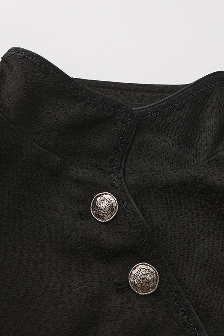 Black Eternal Dark Portrait Long Sleeves Vintage Elegant Prince Handsome Ouji Lolita Coat