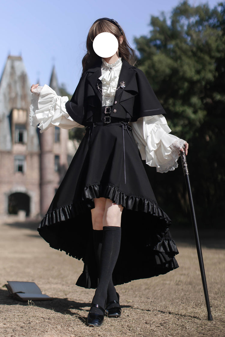 Black Day and Night Song Long Sleeves Ruffle Ouji Gothic Lolita Skirt Blouse