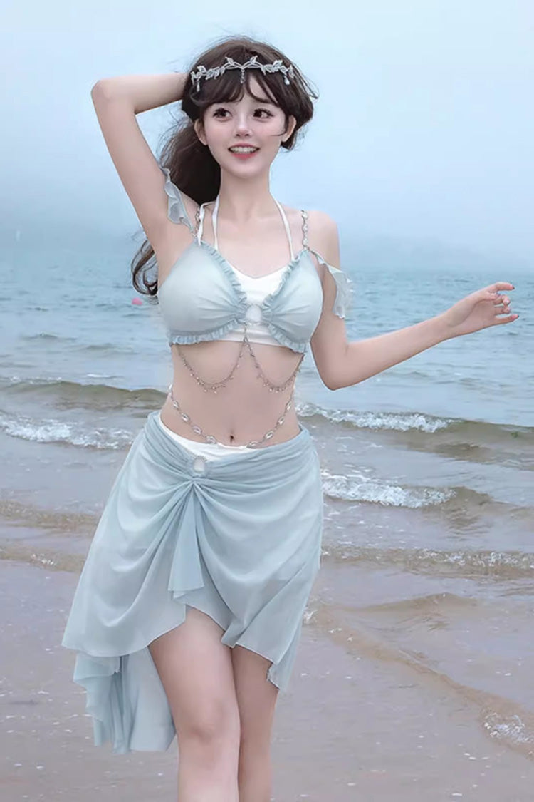 Light Blue Summer Ripples Sweet Lolita Two-piece Swimsuit