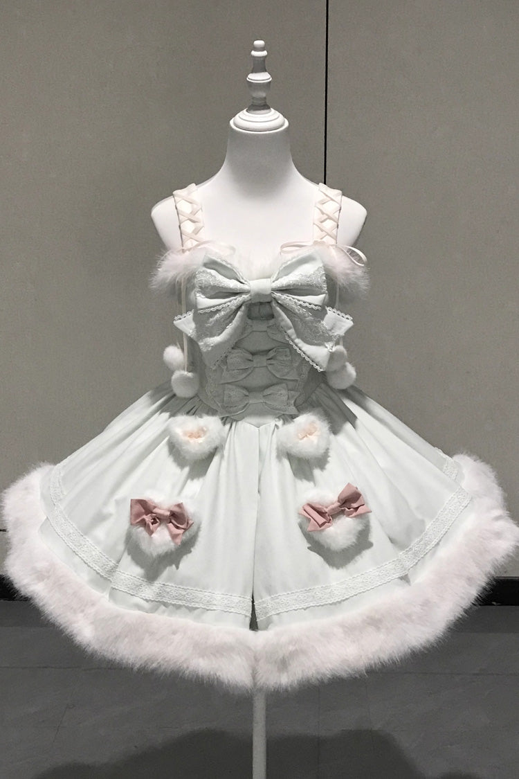 Sweet Dream Bunny Furry Bowknot Sweet Lolita Dress 2 Colors and 2 Versions