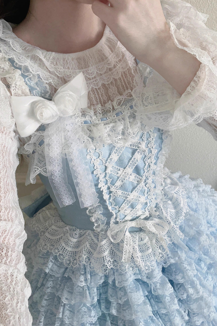 Multi-layer Lace Ruffle Bowknot Sweet Lolita Jsk Tiered Dress 2 Colors