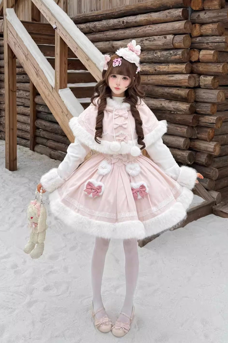 Sweet Dream Bunny Furry Bowknot Sweet Lolita Dress 2 Colors and 2 Versions