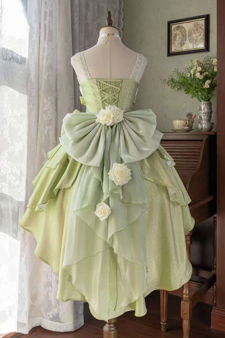 Green Rose Heart Knot Ruffle Hanayome Bowknot Sweet Princess Gorgeous Lolita Jsk Dress