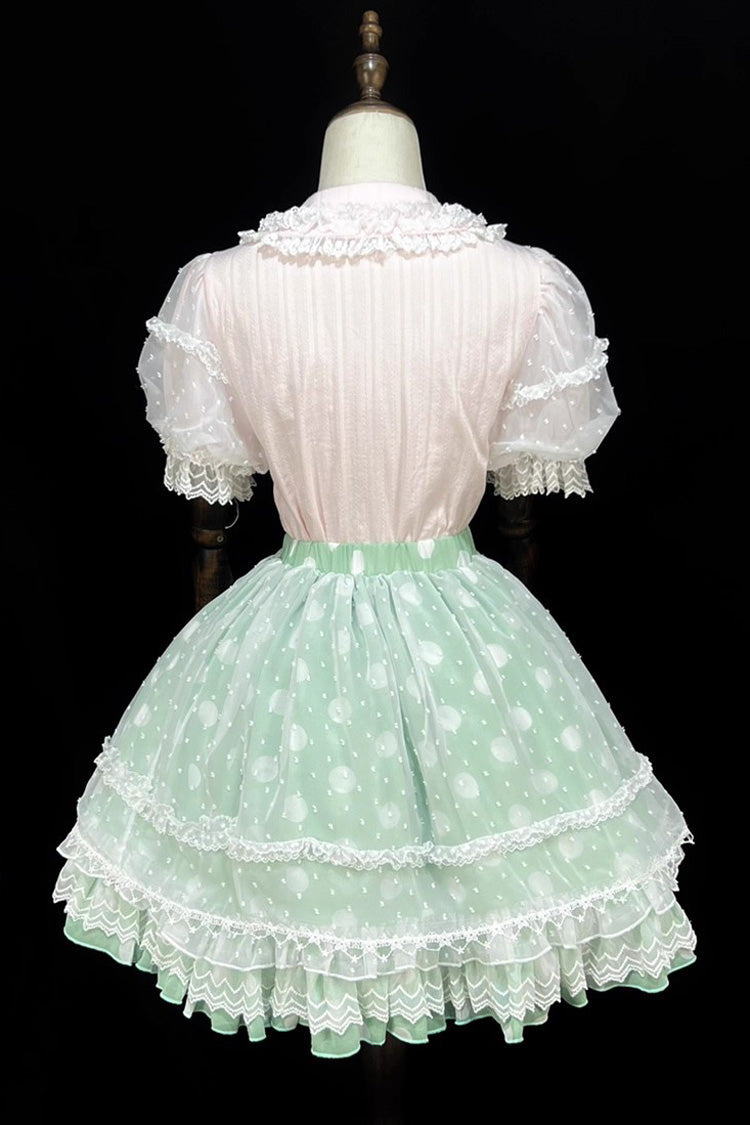 Wave Candy Triple-Layered Print Ruffle Bowknot Sweet Lolita Skirt 3 Colors