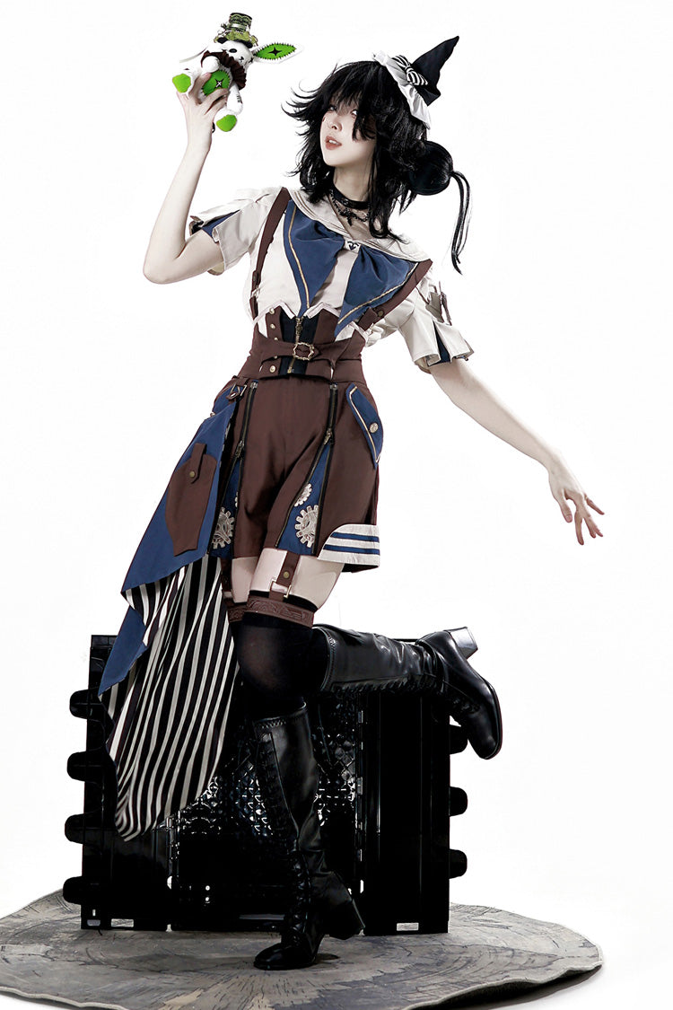 Brown Inventor of Wonderful Equipment Ouji Punk Cool Lolita Bib Shorts