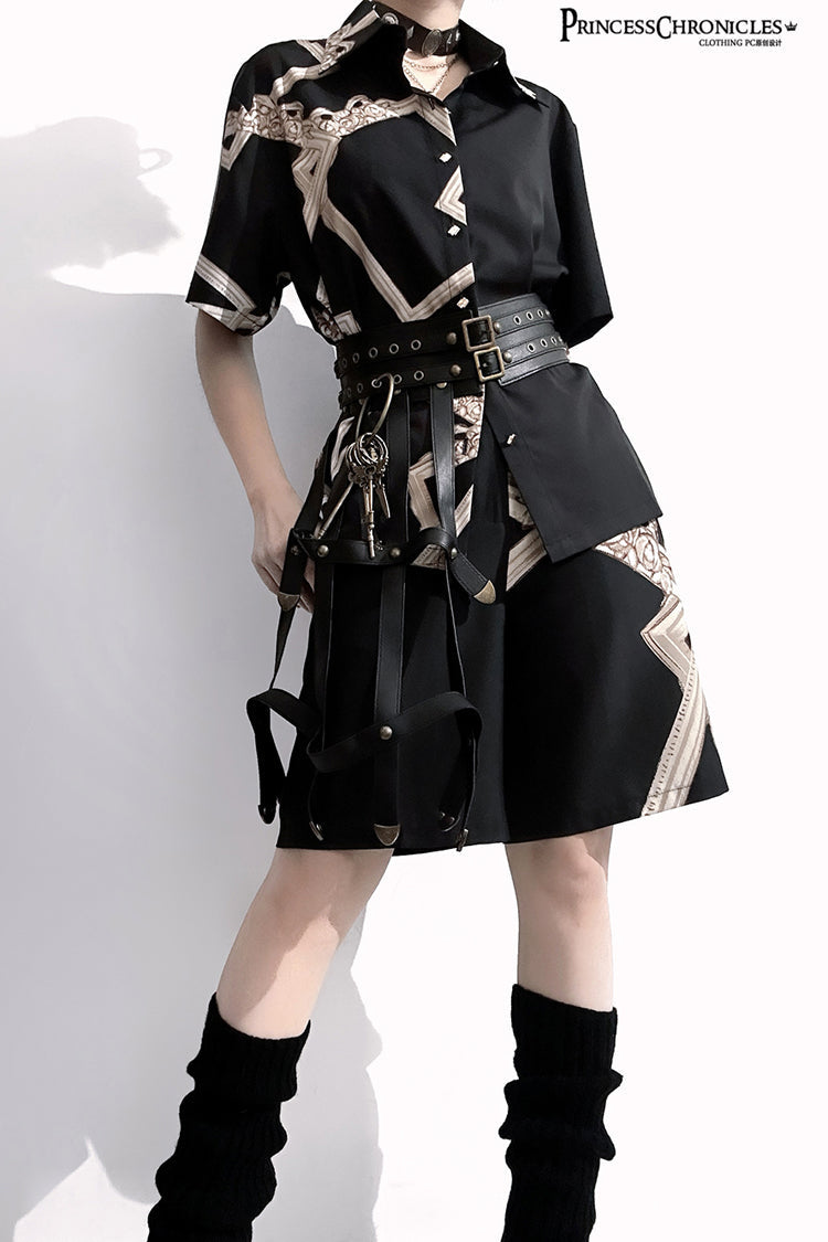 Black Dream Void Mirror Print Ouji Fashion Prince Handsome Lolita Blouse