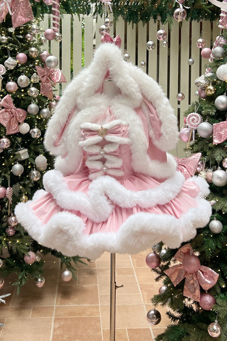 Pink Holiday Double-Layered Bowknot Sweet Princess Lolita Strapless Dress
