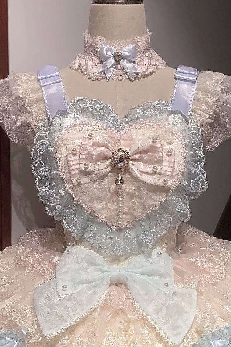 Rainbow Colors Ballad of Feathers Sleeveless Multi-Layered Ruffle Hanayome Bowknot Sweet Lolita Jsk Dress