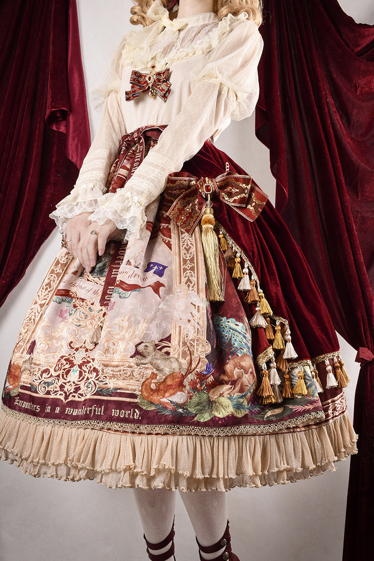 Red Kaleidoscope of Dreams Oil Print Side Cardigan Sweet Vintage Gorgeous Lolita Skirt