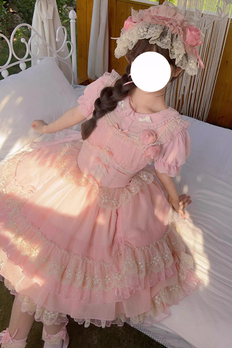 Pink Multi-layer Annie's Tea Party Ruffle Hanayome Sweet Lolita Jsk Dress