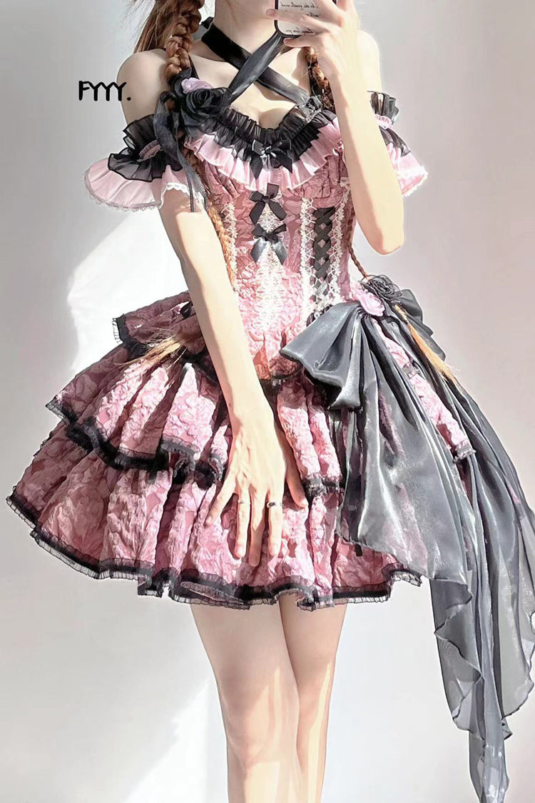 Pink Medea Kiss Gothic Lolita JSK Tiered Dress