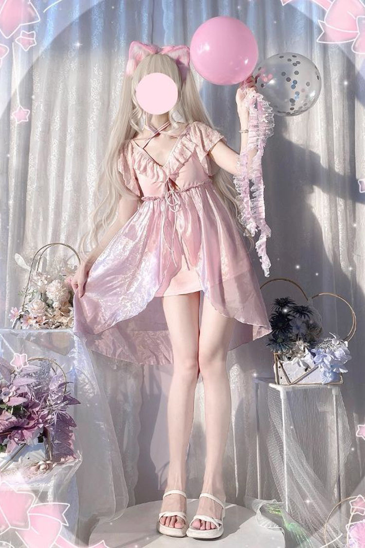 Sweet No Steel Support Lace Slim Lolita Two-piece Swimsuit 2 Colors