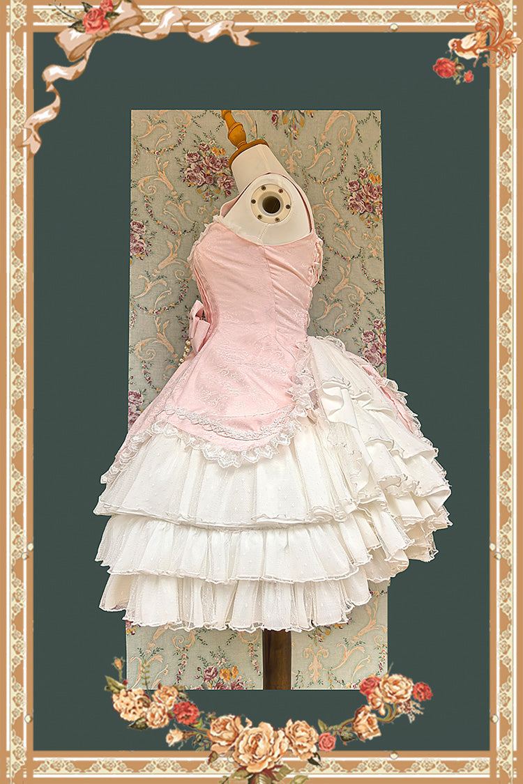 Pearl Box Sleeveless Triple-Layered Bowknot Lace Slim Pearl Sweet Elegant Lolita Jsk Dress 3 Colors
