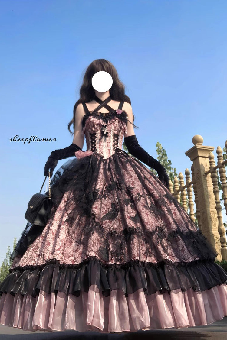 Medea Kiss Halloween Witch Ruffle Hanayome Bowknot Lace Gothic Lolita Jsk Dress 2 Colors