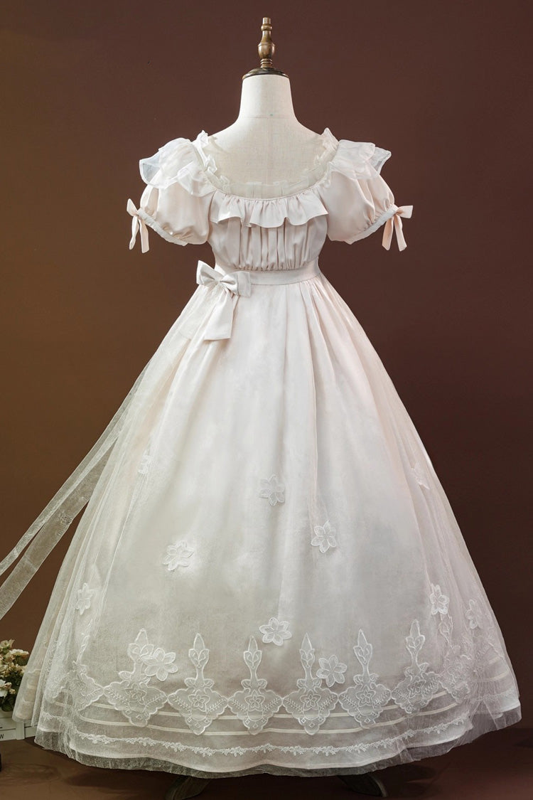 Beige Identity V Short Sleeves Embroidery Cardigan Bowknot Lace Classic Lolita Victorian Dress Set