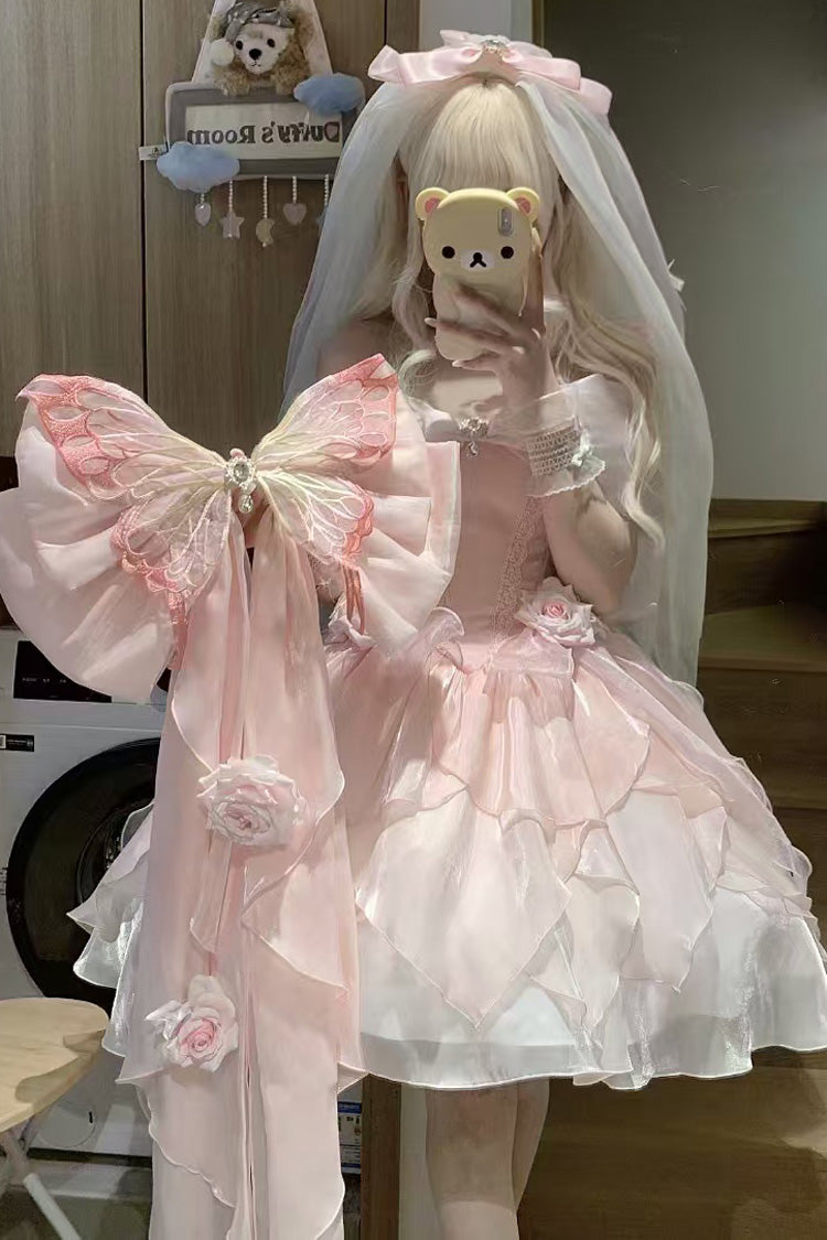 Heartbeat Off Shoulder Multi-Layered Ruffle Bowknot Lace Princess Gorgeous Dream Sweet Lolita Dress 2 Colors