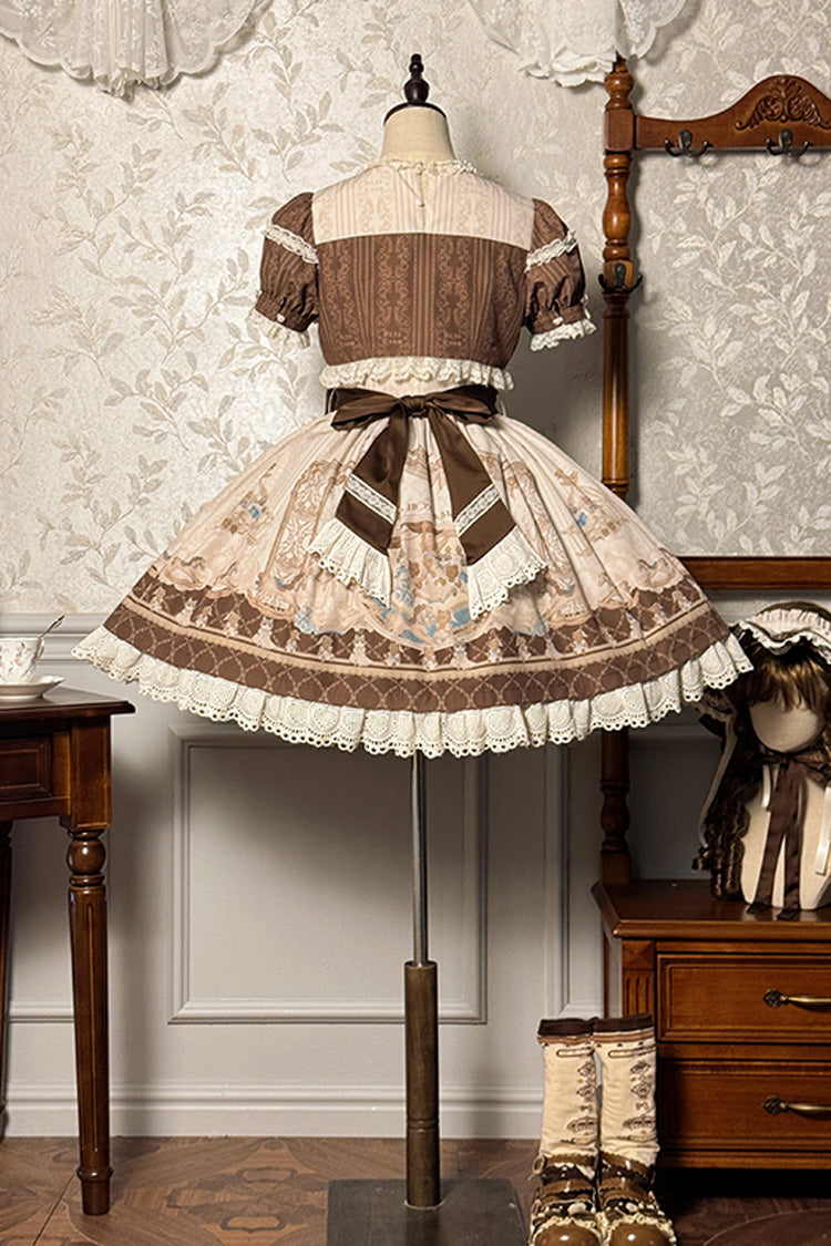 Sea Salt Fairy Tale Doll Short Sleeves Print Ruffle Bowknot Sweet Lolita Dress 2 Colors