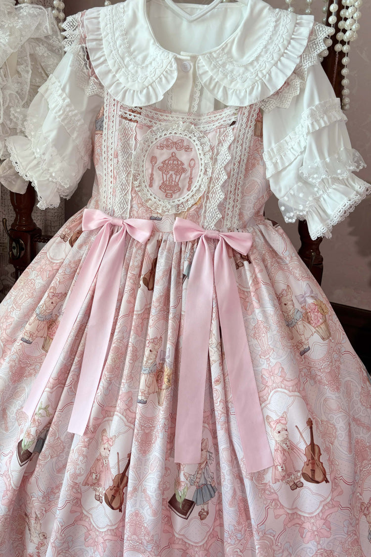 Sweetheart Party Sleeveless Printed Ruffled Embroidered Lace Sweet Lolita Jsk Dress 3 Colors