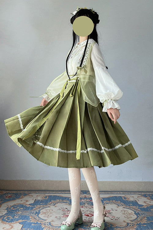 Green 2022 New Chinese Style Han Element Sweet Lolita Dress Full Set