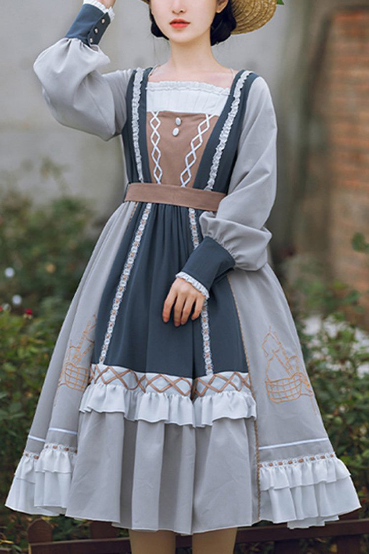 Multi-Color Detachable Collar Ruffled Sweet Lolita OP Dress