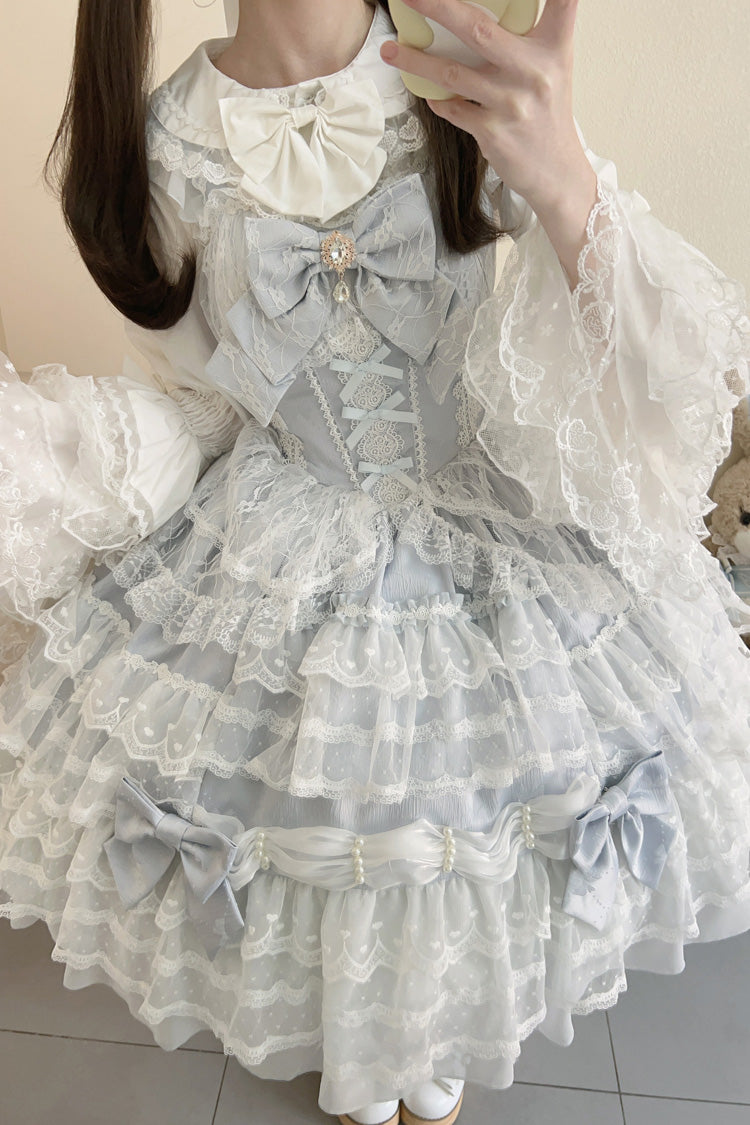 Blue Dream Prologue Doll Multi-Layered Bowknot Lace Sweet Princess Lolita Dress