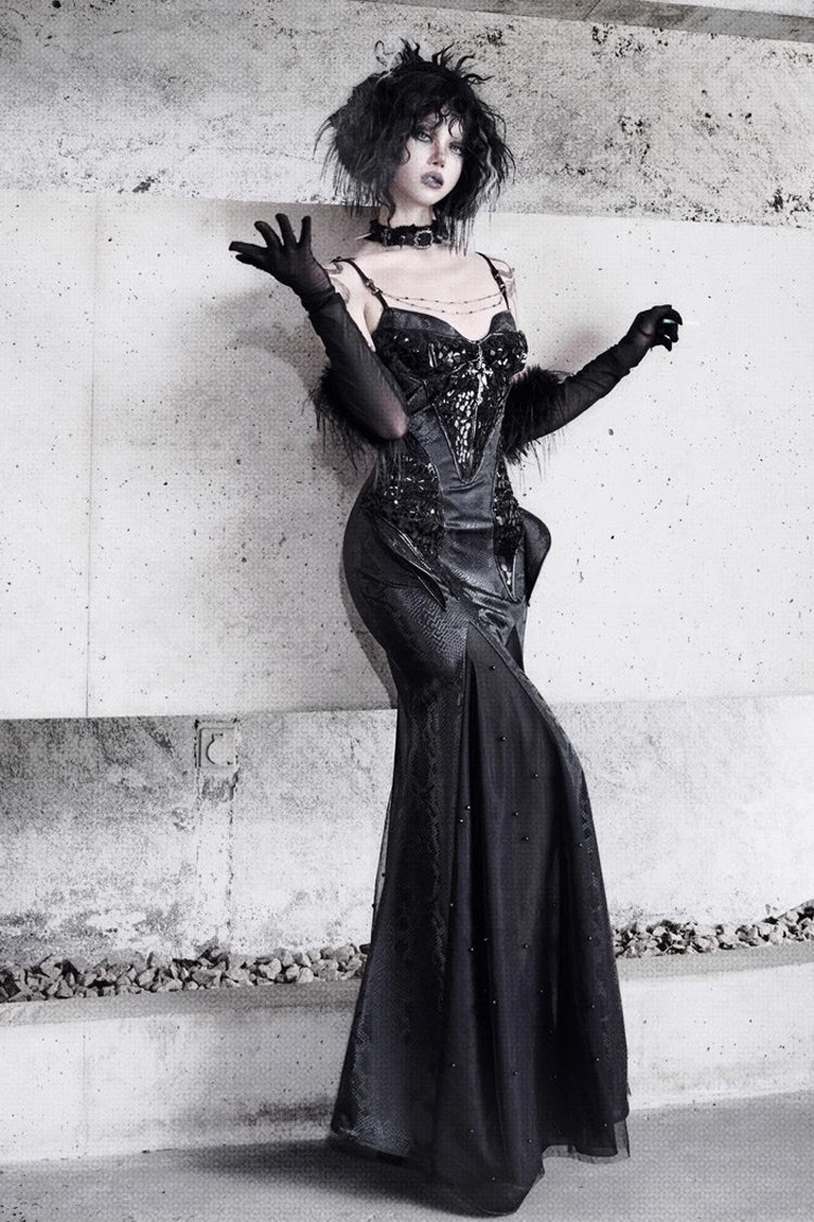 Black Snake Eye Shadow Sleeveless Print Stitching Slim Gothic Lolita Jsk Dress