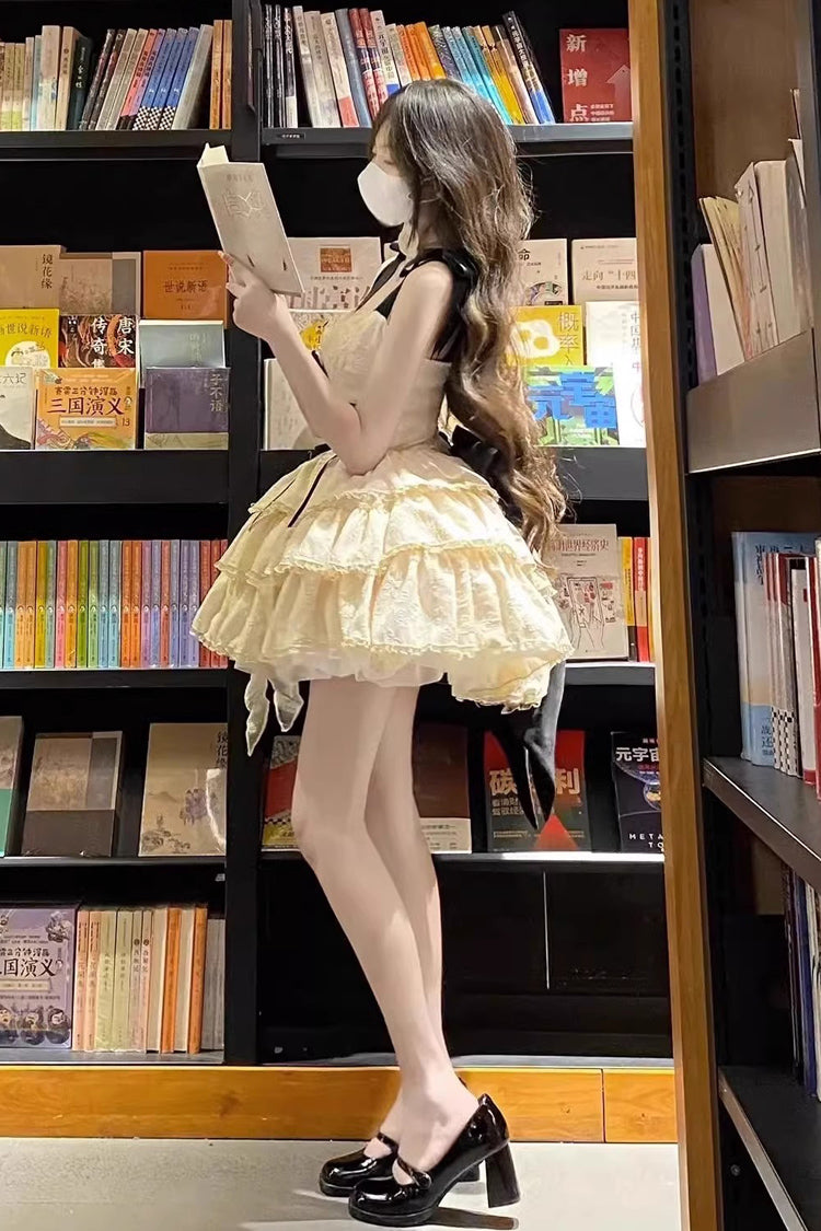 Yellow Multi-layer Ballet Bowknot Sweet Lolita Jsk Dress