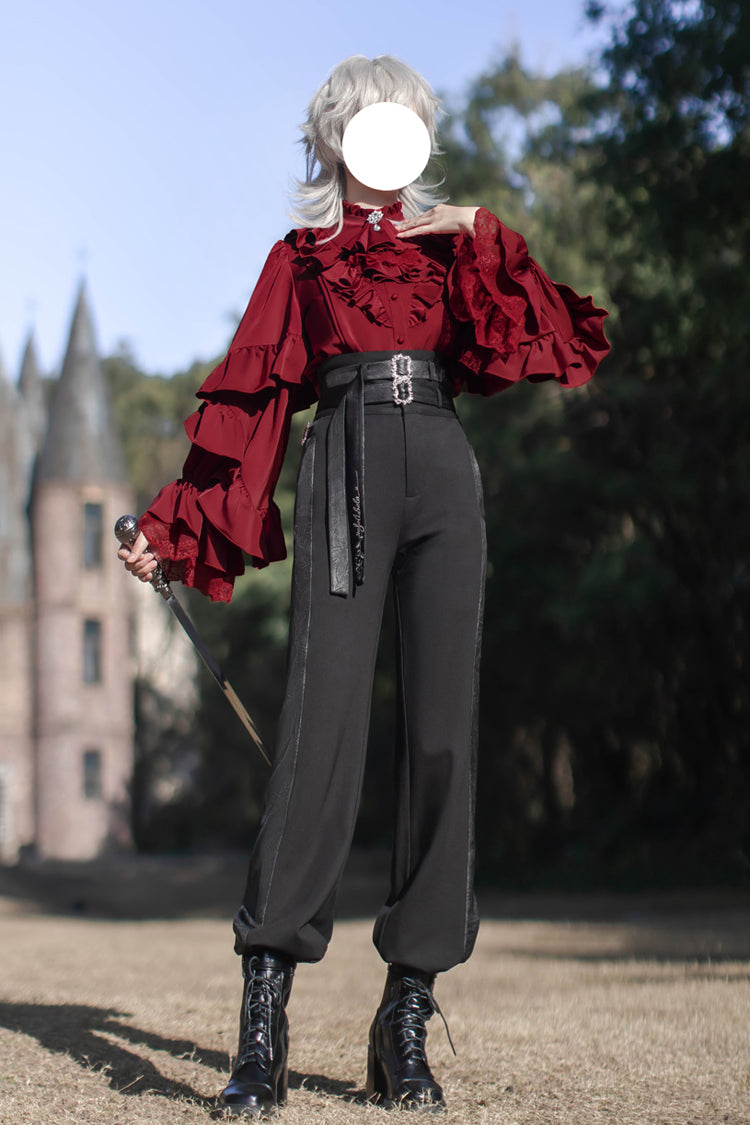 Black Day and Night Song Long Sleeves Ruffle Ouji Gothic Lolita Skirt Blouse