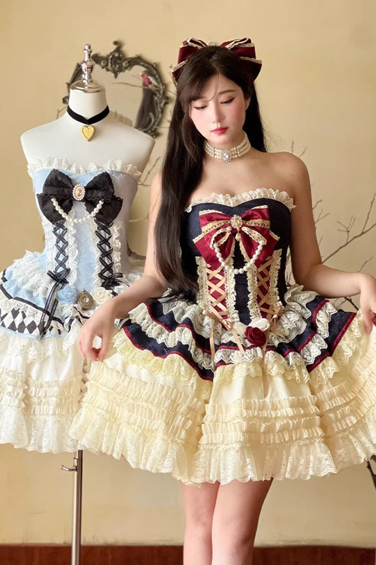 Princess Coronation Multi-layer Ruffle Bowknot Slim Romantic Sweet Lolita Dress 2 Colors