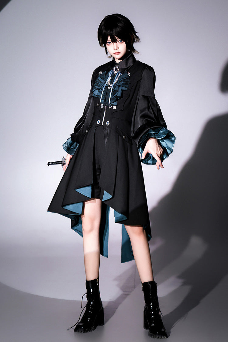 Black Deep Music Long Sleeves Gothic Elegant Ouji Lolita Four-piece Set