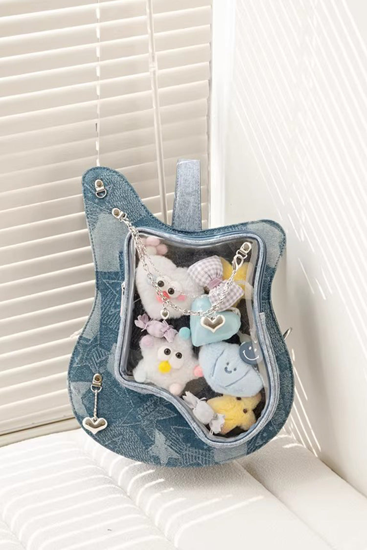 Guitar Heart Printed Chain-Decorated Sweet Lolita Itabag 3 Colors