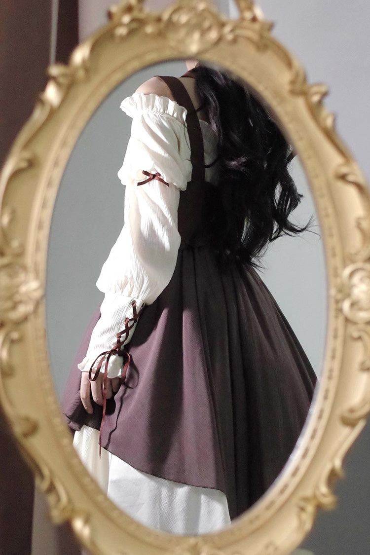 White/Brown Pirate's Guide Irregular Punk Lolita Jsk Dress