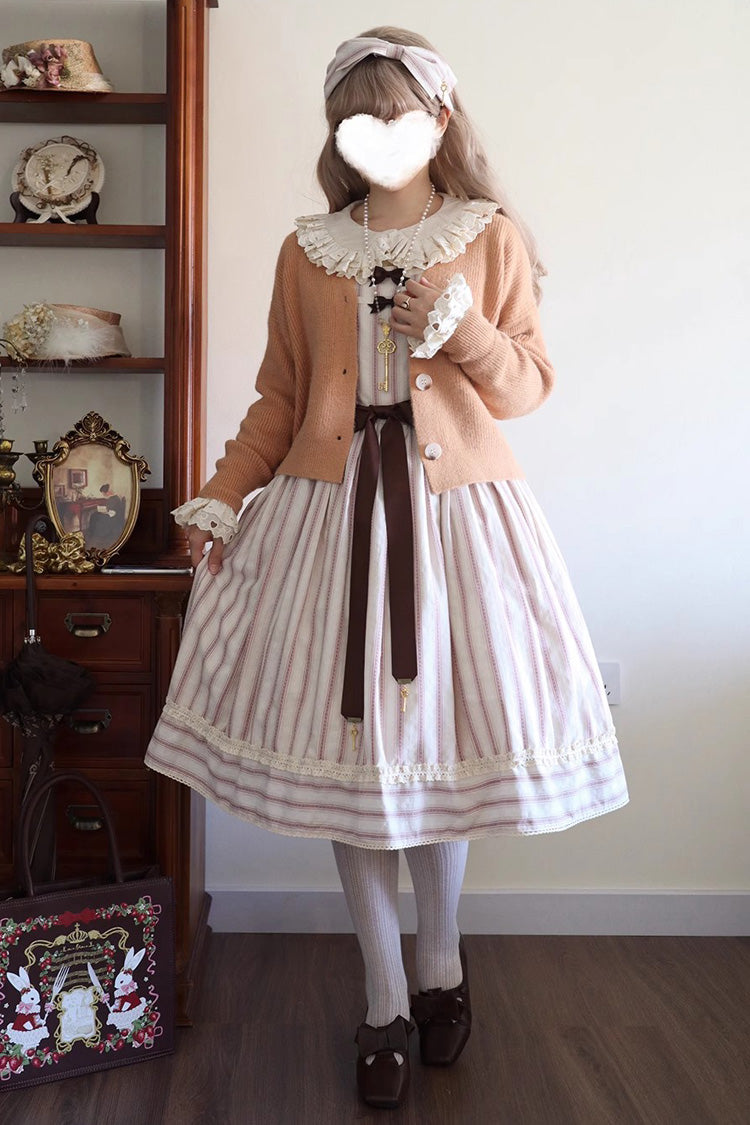 Forest Atlas Striped Print Bowknot Sweet Lolita Jumper Dress 3 Colors
