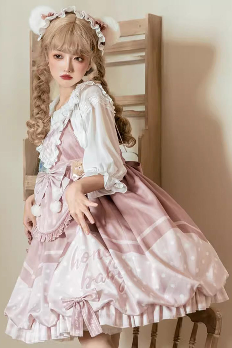 Flesh Pink Bear Bakery Ruffle Bowknot Sweet Princess Lolita Jsk Dress