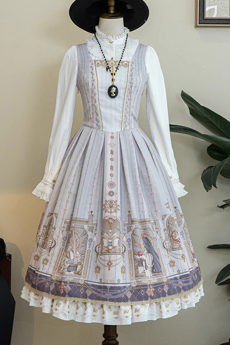 Demon Hunting Notes Print Ruffle Sweet Elegant Lolita Jumper Dress 2 Colors