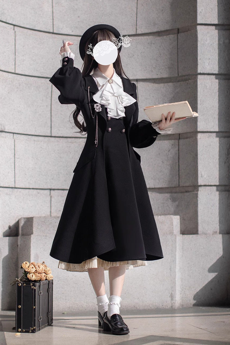 Black Ruffle Bowknot Lace Elegant Lolita Jumper Dress
