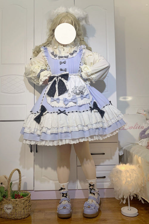 Blue Ruffled Square Collar Alice Chapter Sweet Lolita JSK Dress