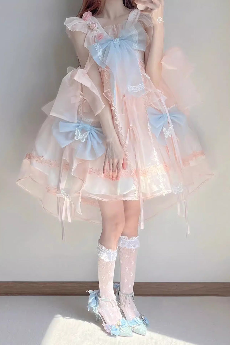 Blue/Pink Bowknot Sweet Chinese Style Princess Lolita Jsk Dress