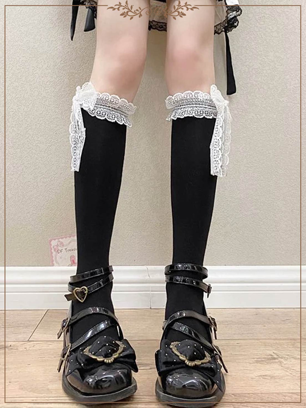 Lolita Stockings Bow Tube White Lace Calf Japanese Spring and Autumn Lolita Accessories