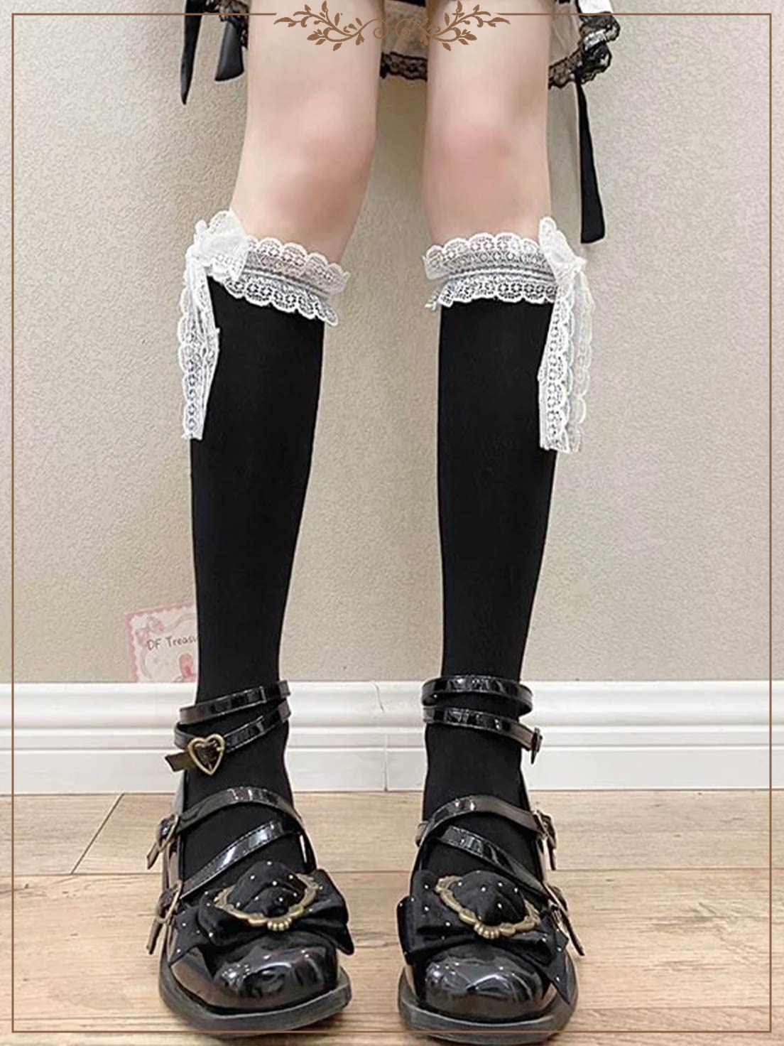 Lolita Stockings Bow Tube White Lace Calf Japanese Spring and Autumn Lolita Accessories